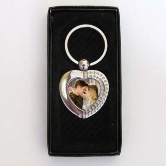 Porte-clés en forme de coeur avec photo