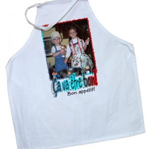Tablier blanc avec grande impression couleur 12 x 18