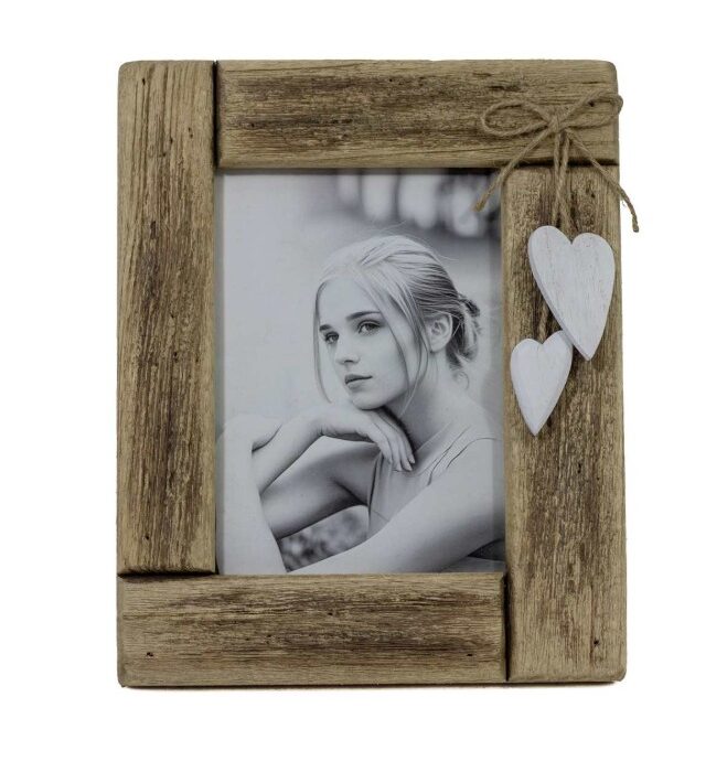 Cadre de bois avec coeurs 5×7 po